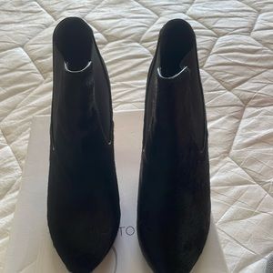 Topshop Alcatraz Black Ponyhair Bootie Copper metallic heel